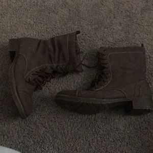 Brown combat boots